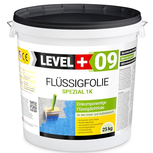 Flüssigfolie Spezial 1K, Balkonabdichtung, 25 kg Terrasse, Bad, Dusche, Keller, Dichtmasse, Abdichtung, RM09 von LEVEL PLUS