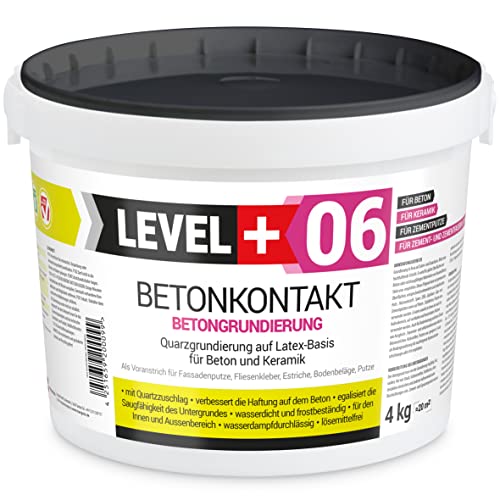 LEVEL PLUS 06 Betonkontakt 4 kg Haftbrücke Haftputzgrund Putzgrund Beton OSB Keramik Betonfarbe von LEVEL PLUS