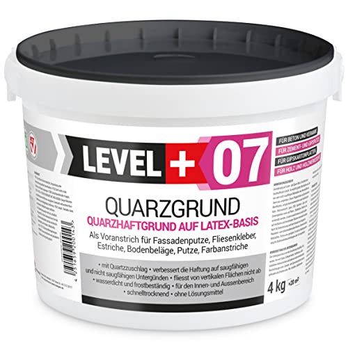 LEVEL PLUS 4 kg Quarzgrund Putzgrund Haftputzgrund Grundierung für Beton Putz Primer weiß RM07 von LEVEL PLUS