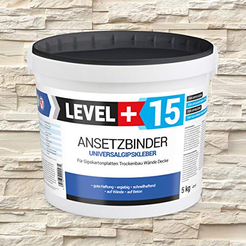 5 kg Gipskleber Ansetzgips Klinker Verblender Riemchen Steinriemchen, RM15 von LEVEL PLUS