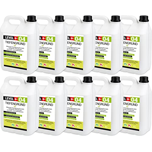LEVEL PLUS 04 Tiefengrund LF 50L, Grundierung Wand Innen und Außen, Tiefgrund Farben Tapeten, Universal Primer Gebrauchsfertig für saugende Untergründe von LEVEL PLUS