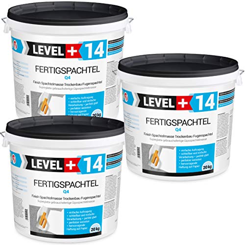 60 kg Fertigspachtel Spachtelmasse Glättspachtel Fugenspachtel reinweiss Weiß RM14 von LEVEL PLUS