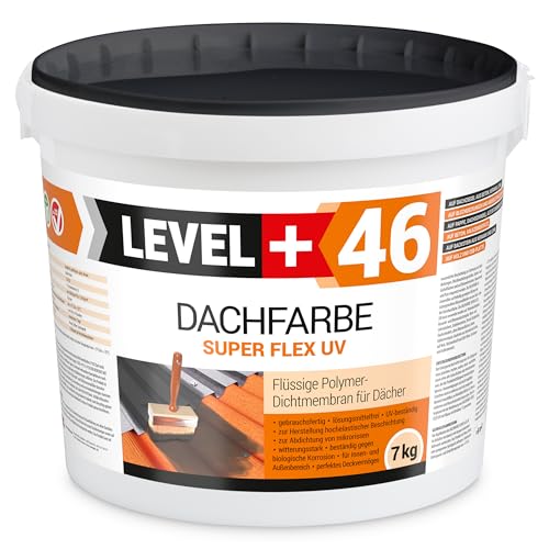 LEVEL PLUS Dachfarbe 7kg Sockelfarbe Dachlack Dachsanierung flexibler Polymermembran hochdeckend wetterbeständig Anthrazit RM46 von LEVEL PLUS