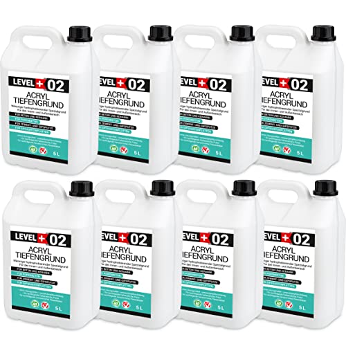 LEVEL PLUS 02 Tiefengrund 40 L Acrylbasis Tiefgrund Grundierung Innen Aussen Verfärbungsfrei Verarbeitungsfertig Tiefeindringend Haftvermittler von LEVEL PLUS