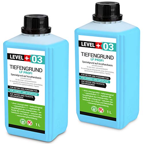 LEVEL PLUS 03 Tiefengrund LF Profi 2L, Grundierung für saugende Untergründe, Tiefgrund Konzentrat 1:1, Haftgrund unter Flüssigfolie Klebstoffe Zementmörtel LEVEL PLUS 03 Tiefengrund LF Profi 2L, Grundierung für saugende Untergründe, Tiefgrund Konzentrat 1:1, Haftgrund unter Flüssigfolie Klebstoffe Zementmörtel von LEVEL PLUS