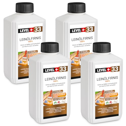 Leinöl Firnis 4x 1 Liter, Holzschutz, Doppelt Gekocht, Holzpflege, Holzöl, Schnelle Trocknung, Natürlicher Holzschutz, Harzfrei RM33 Leinöl Firnis 4x 1 Liter, Holzschutz, Doppelt Gekocht, Holzpflege, Holzöl, Schnelle Trocknung, Natürlicher Holzschutz, Harzfrei RM33 von LEVEL PLUS