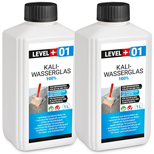 Level Plus 01 Kaliwasserglas 28-30 Unverdünnt 2 Liter Haftgrund Abdichtung Holzimprägnierung Pur Wasserglas 100%, Beton Versiegelung Wetterfest von LEVEL PLUS