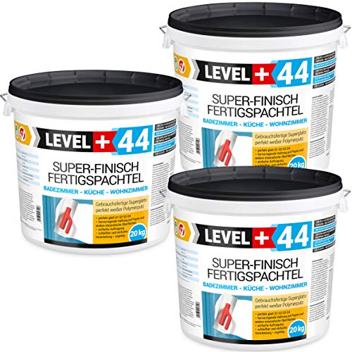 Super Finish Spachtel 60kg Fertigspachtel Q4 Perfekt Glätt Flächen Füll für Küche Bad Wohnzimmer RM44 von LEVEL PLUS