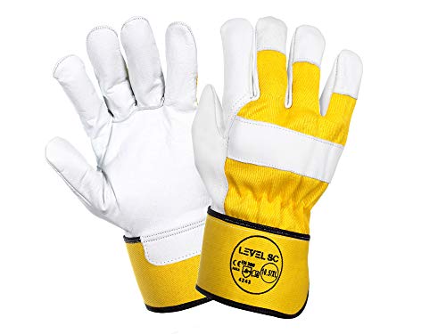 Robuste Leder Sicherheitshaschuhe Arbeitshandschuhe Mechaniker Gelb Gr. 10,5(Rigger-Y-1) von LEVEL-SC