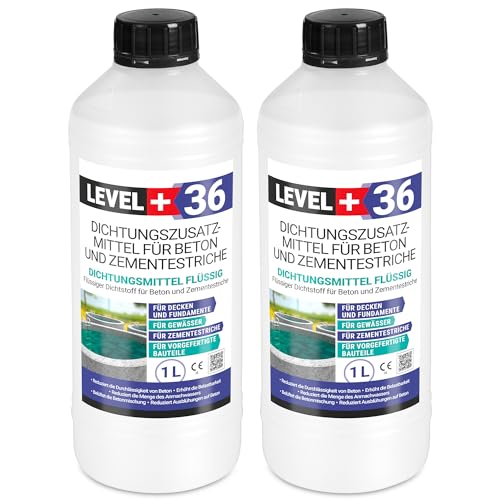 Dichtungsmittel Flüssig 2L Mörtelzusatzmittel für Zementestrich Fugenmörtel Plastifizierer RM36 von LEVEL+