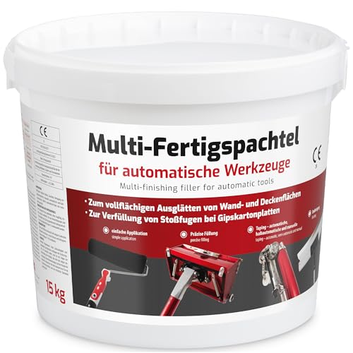 Fertigspachtel Mehrzweckspachtel Q1-Q4, Fugenspachtel Innen 15kg Perfekt Weiss Multispachtel Glätten Taping Füll Finish L5 von LEVEL+