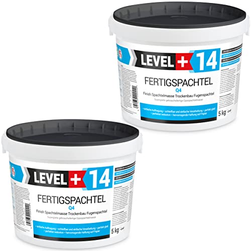 Fertigspachtel Spachtelmasse 5kg+5kg Glättspachtel Fugenspachtel Reinweiss Weiß RM14 von LEVEL+