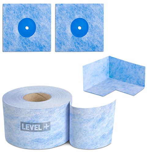 LEVEL+ Bandset Dichtband, Dichtecken, Dichtmanschetten, Dichtvlies, Frostbeständig, Abdichtung Innen Außen Dusche, Bad Balkone Set B6 von LEVEL+