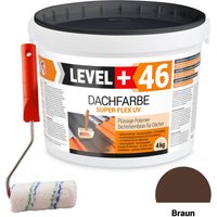 LEVEL+ Dachfarbe Sockelfarbe elastische L+46 BRAUN - 4KG + Farbroller 10cm von LEVEL +