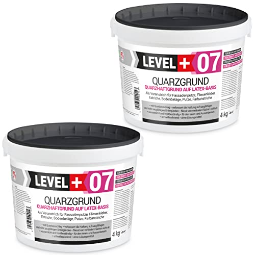 LEVEL+ Plus 07 Quarzgrund 8 kg, Putzgrund Haftgrund weiß, Grundierung mit Quarzsand für Beton Putz, Primer Innen Außen, Schnell trocknend und Frostbeständig LEVEL+ Plus 07 Quarzgrund 8 kg, Putzgrund Haftgrund weiß, Grundierung mit Quarzsand für Beton Putz, Primer Innen Außen, Schnell trocknend und Frostbeständig von LEVEL PLUS