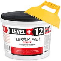 LEVEL+ SET Fliesenkleber Fertig Dispersionkleber L+12 - 15KG + Kunstoffzahnspachtel von LEVEL +