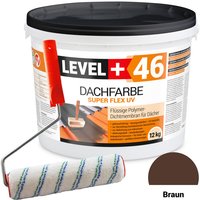 Level+ - level+ Dachfarbe Sockelfarbe elastische L+46 braun - 12KG + Farbroller 25cm von LEVEL +