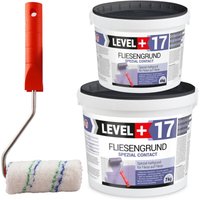 Level+ - level+ Fliesengrund Haftgrund Quarzgrund 11KG L+17 + Farbroller 10cm von LEVEL +