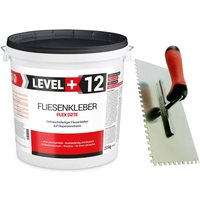 Level+ Fliesenkleber Set 20Kg Steinkleber + Zahnglätter Edelstahl SET201 von LEVEL +