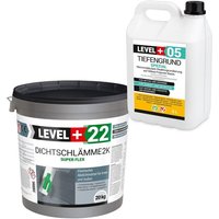 Level+ - level+ set Dichtschlämme Abdichtmörtel 2K L+22 - 20KG + Tiefengrund RM05 5L von LEVEL +