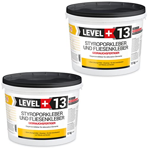 Styroporkleber 10kg+10kg Korkkleber Polymerbasis Dispersionkleber Dekorplatten Dekorelemente Montagekleber RM13 von LEVEL+