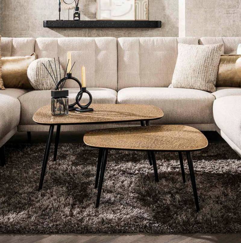 LEVEN Lifestyle Couchtisch 2´er Set Tischplatte in Antik Bronze Metallic Gold (2er Set) von LEVEN Lifestyle