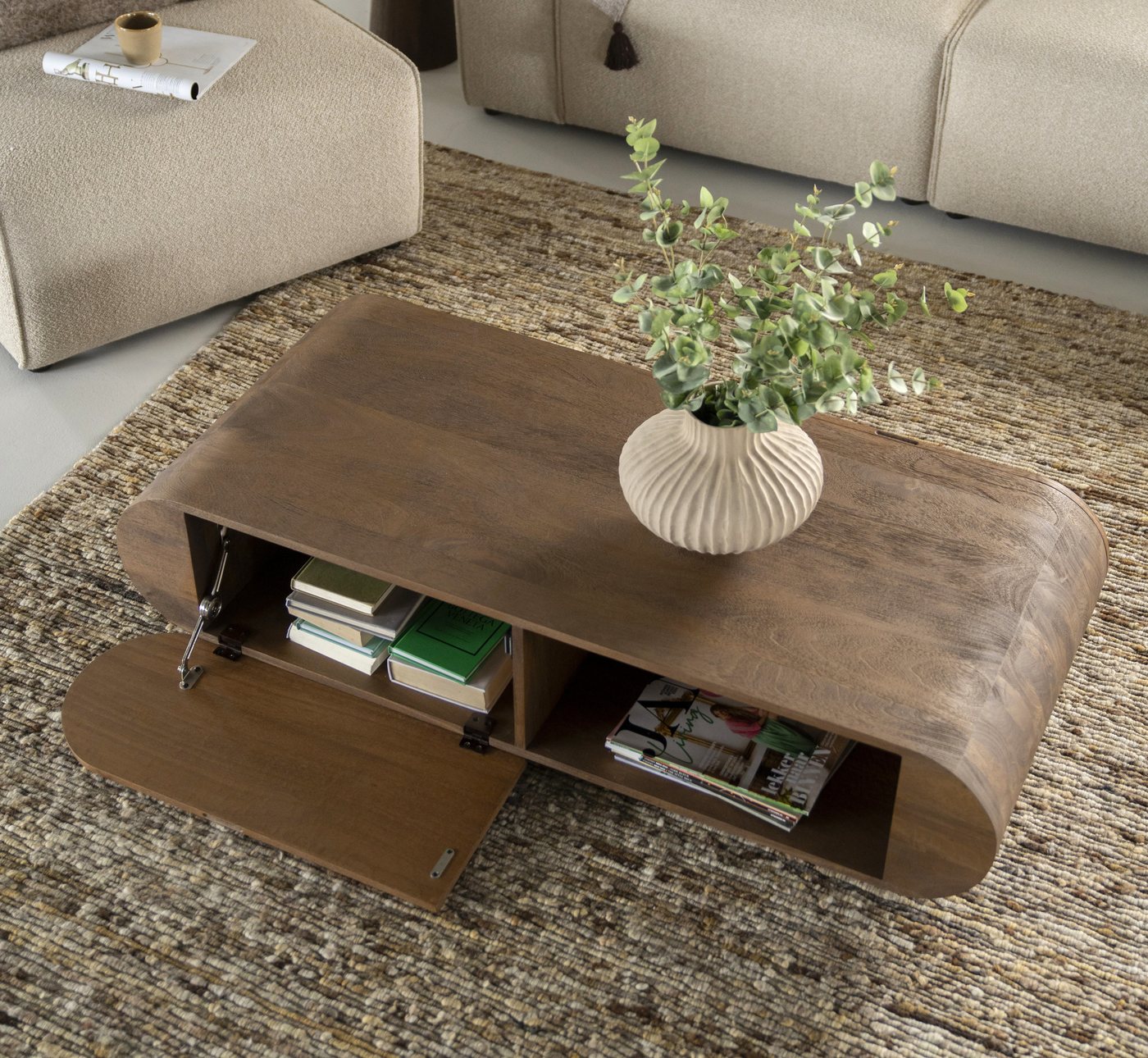 LEVEN Lifestyle Couchtisch LUISI aus Mango Holz braun 130 cm, mit Stauraum - 2 offene Fächer und 2 Fächer mit Klapptüren LEVEN Lifestyle Couchtisch LUISI aus Mango Holz braun 130 cm, mit Stauraum - 2 offene Fächer und 2 Fächer mit Klapptüren von LEVEN Lifestyle
