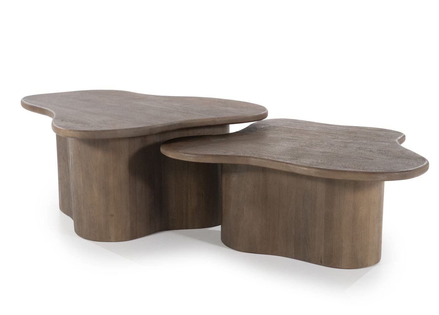 LEVEN Lifestyle Couchtisch "Nordic Flair" 2´er Set organische Form aus Hartholz braun oder natur (2er-Set), natürlicher Look von LEVEN Lifestyle