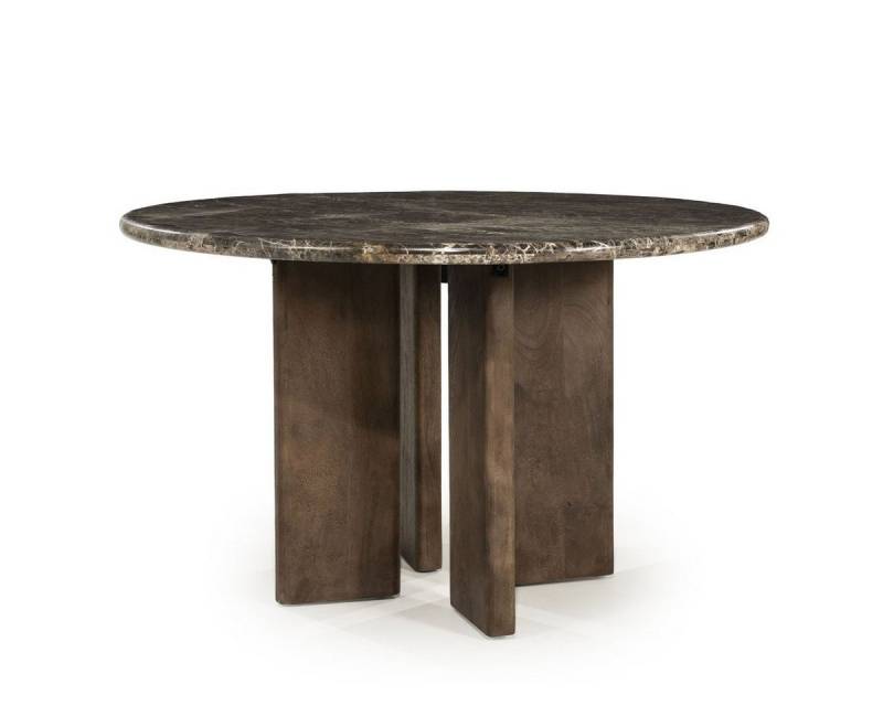 LEVEN Lifestyle Esstisch LERIDA 127 cm rund – Marmor & Mangoholz im Hotel-Chic Stil (Einzeltisch, kein Set), Luxuriöse Kombination aus Marmor und Mangoholz von LEVEN Lifestyle