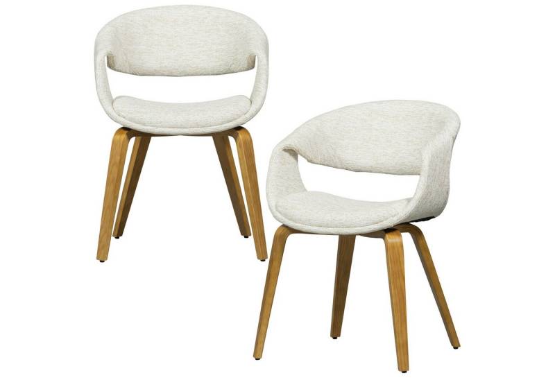 LEVEN Lifestyle Esszimmerstuhl 2´er Set DESIGN Stuhl JOSSI Stoffbezug natur und braun mit Holzfuss, 2er Set - bequeme Sitzfläche - modernes Design von LEVEN Lifestyle
