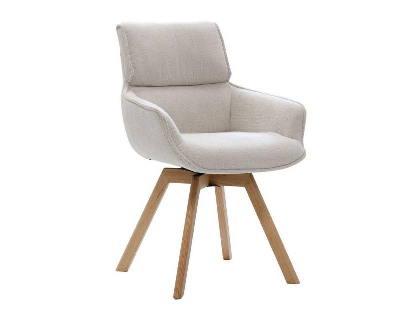 LEVEN Lifestyle Esszimmerstuhl 2´er Set SKANDI Esszimmer Stuhl mit Armlehnen Beige, Beine aus Eichenholz von LEVEN Lifestyle