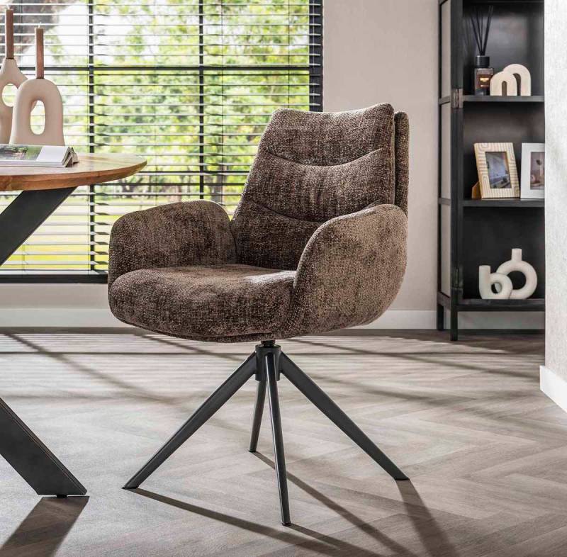 LEVEN Lifestyle Esszimmerstuhl 2er Set LUXUS Lounge Stuhl m. Armlehnen gepolstert drehbar Drehstuhl, Rücken- und Sitzfläche gepolstert von LEVEN Lifestyle