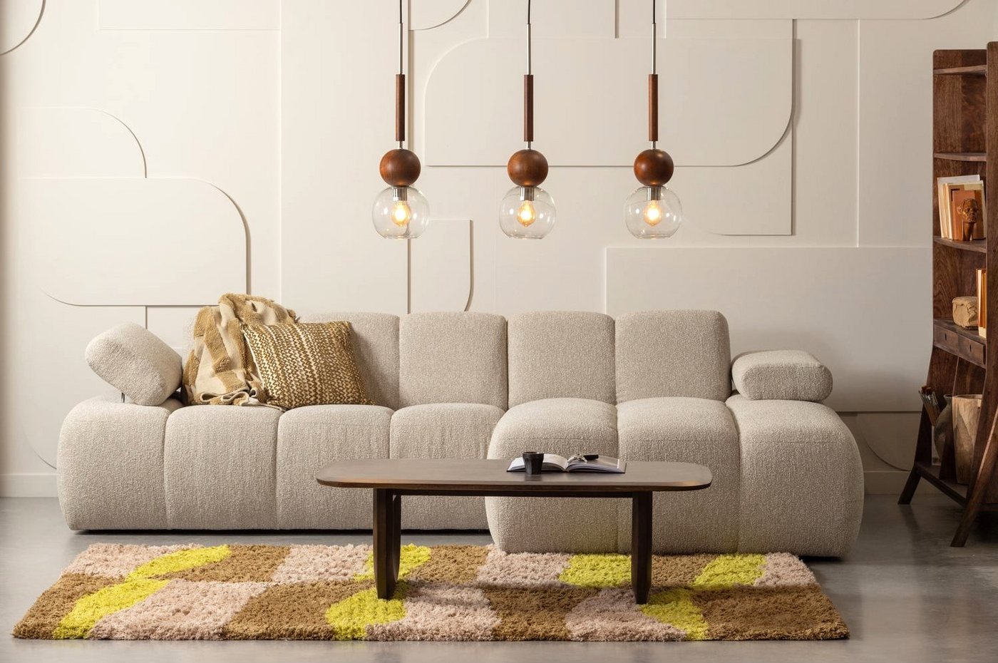 LEVEN Lifestyle Loungesofa Ecksofa LOJO Sofa mit Recamiere links oder rechts Boucle Stoff beige, mit verstellbaren Armlehnen - frei im Raum stellbar LEVEN Lifestyle Loungesofa Ecksofa LOJO Sofa mit Recamiere links oder rechts Boucle Stoff beige, mit verstellbaren Armlehnen - frei im Raum stellbar von LEVEN Lifestyle
