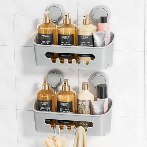 LEVERLOC Duschablage Saugnapf 2 Stück ohne Bohren Duschorganizer Duschregal Saugnäpfe Duschgel Halterung Abnehmbar Belastbarkeit 10 KG Wasserdicht Badregal mit Saugnapf für Shampoo und Duschgel, Grau LEVERLOC Duschablage Saugnapf 2 Stück ohne Bohren Duschorganizer Duschregal Saugnäpfe Duschgel Halterung Abnehmbar Belastbarkeit 10 KG Wasserdicht Badregal mit Saugnapf für Shampoo und Duschgel, Grau von LEVERLOC