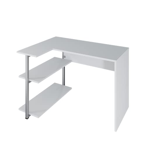 LEVIRA Schreibtisch mit Regal, Tisch Sieg II, 110 x 81 x 74 - Grau von LEVIRA