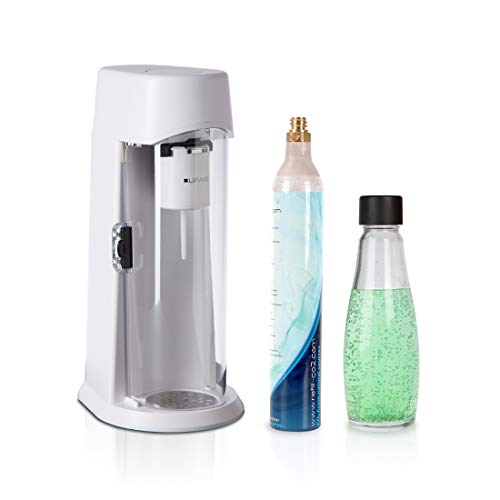 Levivo Wassersprudler Juice Inkl. 0,6l Glasflasche Und 60l Co2-Zylinder, Sprudelt Säfte, Softdrinks Und Jedes Getränk Ihrer Wahl, Für 60l Co2-Zylinder, Licensed Technology by Drinkmate, Edel Weiß von LEVIVO