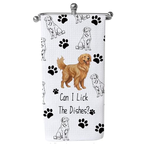 LEVLO Golden Retriever Geschirrtuch, Golden Retriever, Geschenk für Hundeliebhaber, Geschenk zum Einzug von LEVLO