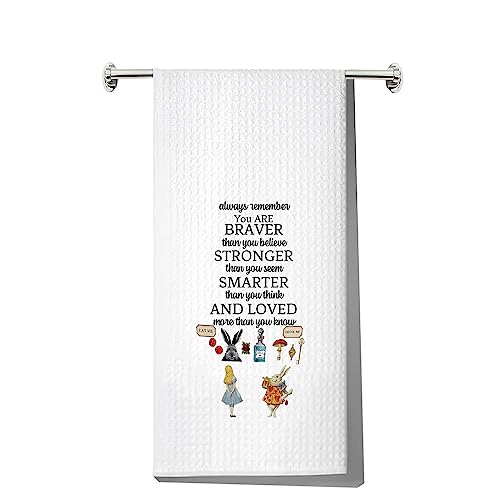 LEVLO Alice Küchentuch Alice Liebhaber Geschenk Alice You Are Braver Stronger Smarter Than You Think Geschirrtuch Waffelgewebe Alice Kitchen Decor (Alice Towel) von LEVLO