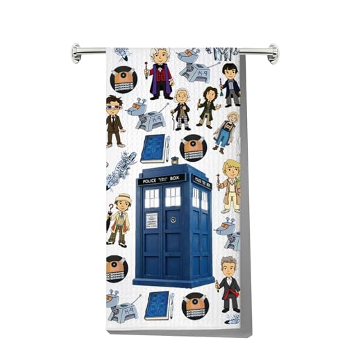 LEVLO Dr Who Küchentuch William & Patrick Fans Geschenk Polizei Box Geschirrtücher Polizist Box Thema Einweihungsgeschenk (Polizei Box Handtuch) von LEVLO
