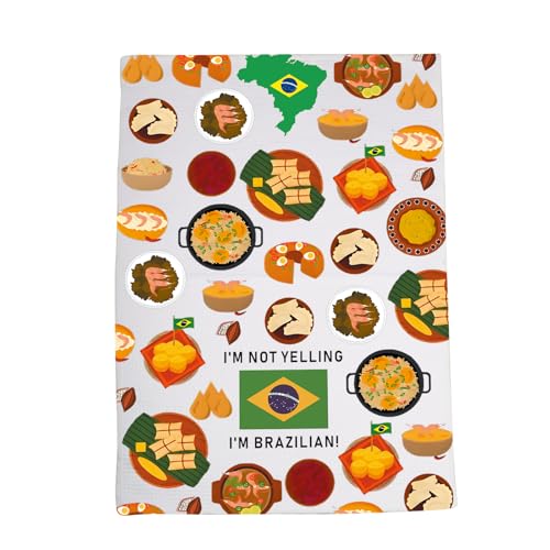 LEVLO Lustiges Brasilien-Souvenir, brasilianisches Essen, Geschirrtuch, Idee für stolze Ehefrau, BFF, Kollegen, Länderflagge, Geschenk (Ich bin Brasilien) von LEVLO