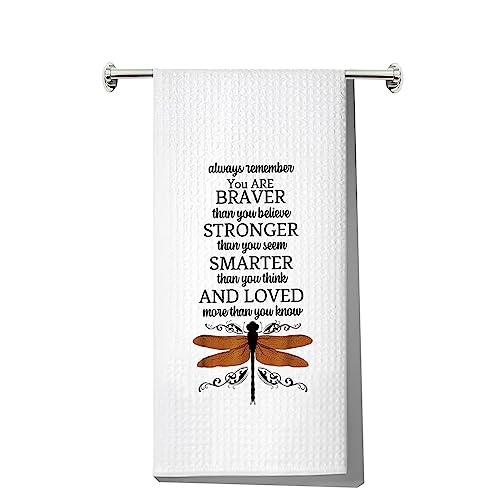 LEVLO Out Lander Fans Küchentuch Out Lander TV-Serie Geschenk You are Braver Stronger Smarter Than You Think Outlander Geschirrtuch Waffelgewebe Outlander motivierende Küchendekoration von LEVLO