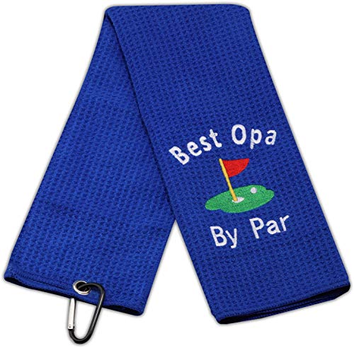 Par Golf Handtuch bestickt Golf Handtuch Geschenk Golf Vater Geschenk Best Grandpa/Papa/Pops/Grampy/Papaw/Opa von Par Golf Handtuch mit Clip (Best Opa) von LEVLO