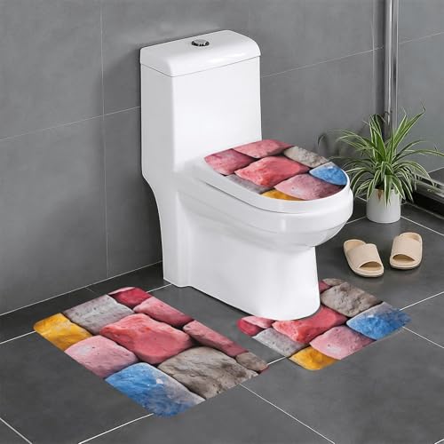 3-teiliges Badezimmerteppich-Set, Badteppiche, Badezimmermatten, U-förmiger WC-Vorleger, O-förmiger Deckelbezug 3-teiliges Badezimmerteppich-Set, Badteppiche, Badezimmermatten, U-förmiger WC-Vorleger, O-förmiger Deckelbezug von LEVNDIEJ