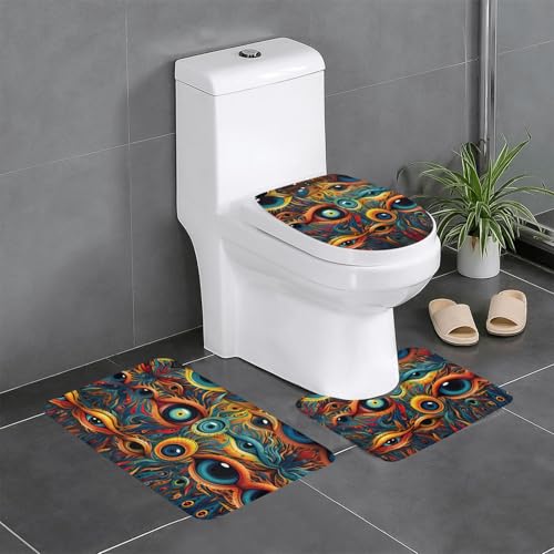 3-teiliges Badezimmerteppich-Set mit Augen 2 Druck, Badteppiche, Badezimmermatten, U-förmiger Toilettenvorleger, O-förmiger Deckelbezug 3-teiliges Badezimmerteppich-Set mit Augen 2 Druck, Badteppiche, Badezimmermatten, U-förmiger Toilettenvorleger, O-förmiger Deckelbezug von LEVNDIEJ