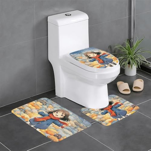 3-teiliges Badezimmerteppich-Set mit Fischliebhaber-Aufdruck, Badteppiche, Badezimmermatten, U-förmiger WC-Vorleger, O-förmiger Deckelbezug 3-teiliges Badezimmerteppich-Set mit Fischliebhaber-Aufdruck, Badteppiche, Badezimmermatten, U-förmiger WC-Vorleger, O-förmiger Deckelbezug von LEVNDIEJ