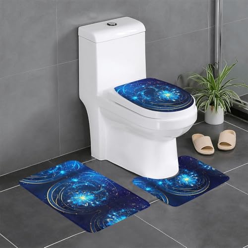 3-teiliges Badezimmerteppich-Set mit Gänseblümchen-Aufdruck, Badteppiche, Badezimmermatten, U-förmiger WC-Vorleger, O-förmiger Deckelbezug von LEVNDIEJ