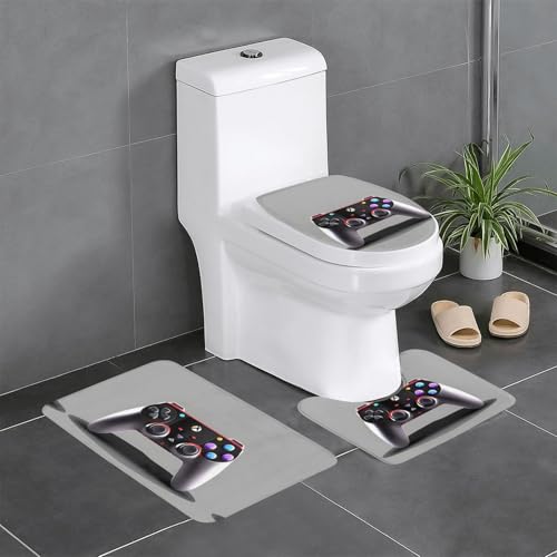 3-teiliges Badezimmerteppich-Set mit Game-Controller-Druck, Badteppiche, Badezimmermatten, U-förmiger WC-Vorleger, O-förmiger Deckelbezug 3-teiliges Badezimmerteppich-Set mit Game-Controller-Druck, Badteppiche, Badezimmermatten, U-förmiger WC-Vorleger, O-förmiger Deckelbezug von LEVNDIEJ