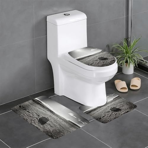 3-teiliges Badezimmerteppich-Set mit Golf-Druck, Badteppiche, Badezimmermatten, U-förmiger WC-Vorleger, O-förmiger Deckelbezug, Schwarz und Weiß 3-teiliges Badezimmerteppich-Set mit Golf-Druck, Badteppiche, Badezimmermatten, U-förmiger WC-Vorleger, O-förmiger Deckelbezug, Schwarz und Weiß von LEVNDIEJ