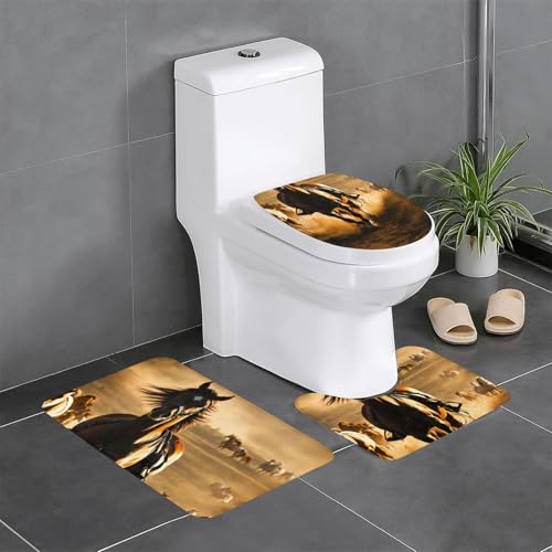 3-teiliges Badezimmerteppich-Set mit Pferdestreifen-Muster, Badteppiche, Badezimmermatten, U-förmiger WC-Vorleger, O-förmiger Deckelbezug 3-teiliges Badezimmerteppich-Set mit Pferdestreifen-Muster, Badteppiche, Badezimmermatten, U-förmiger WC-Vorleger, O-förmiger Deckelbezug von LEVNDIEJ