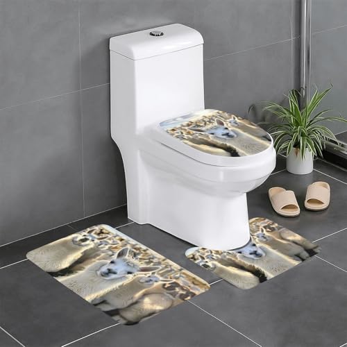3-teiliges Badezimmerteppich-Set mit niedlichem Lama-Druck, Badteppiche, Badezimmermatten, U-förmiger WC-Vorleger, O-förmiger Deckelbezug 3-teiliges Badezimmerteppich-Set mit niedlichem Lama-Druck, Badteppiche, Badezimmermatten, U-förmiger WC-Vorleger, O-förmiger Deckelbezug von LEVNDIEJ